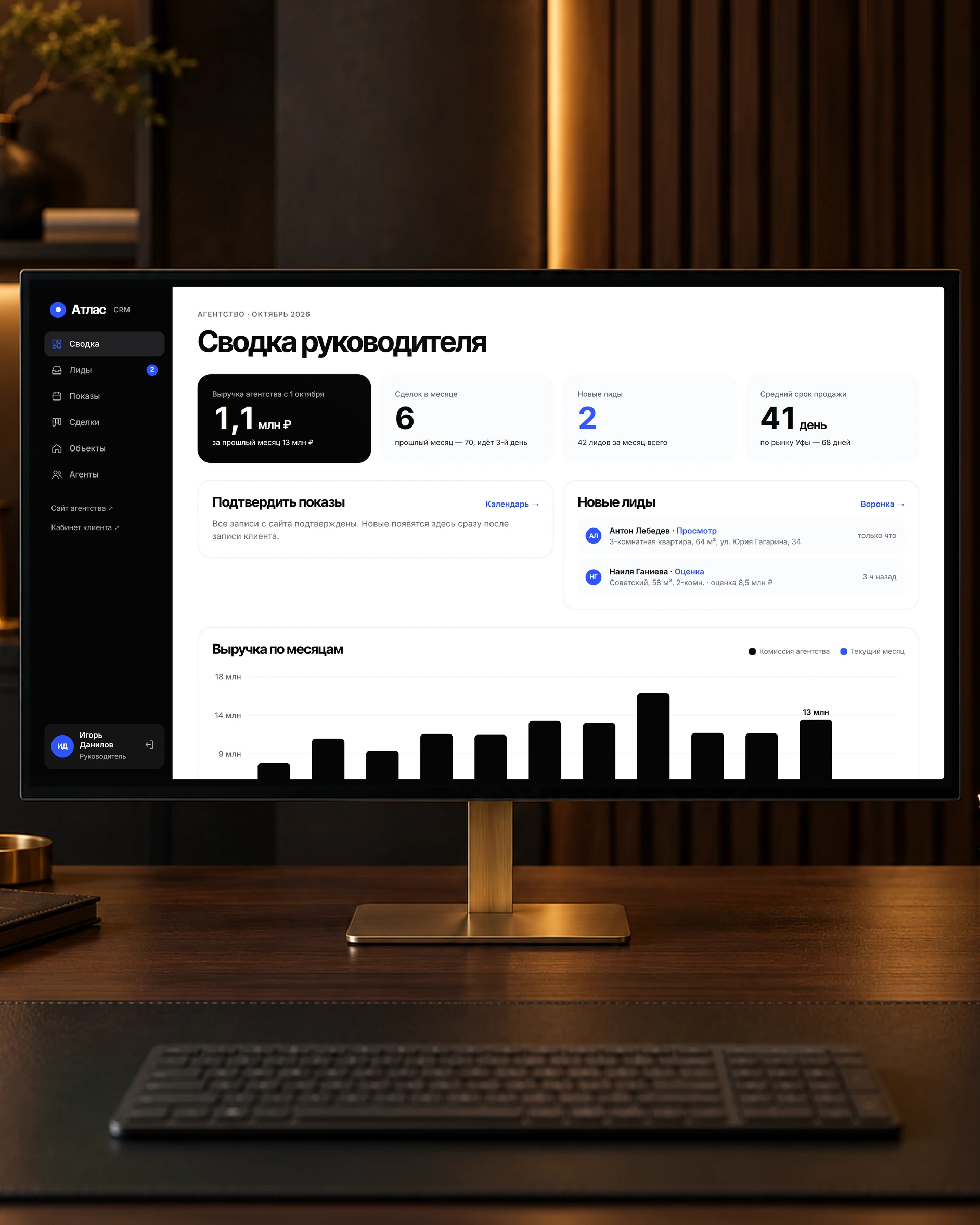 Рекламная панель с заявками и расходами